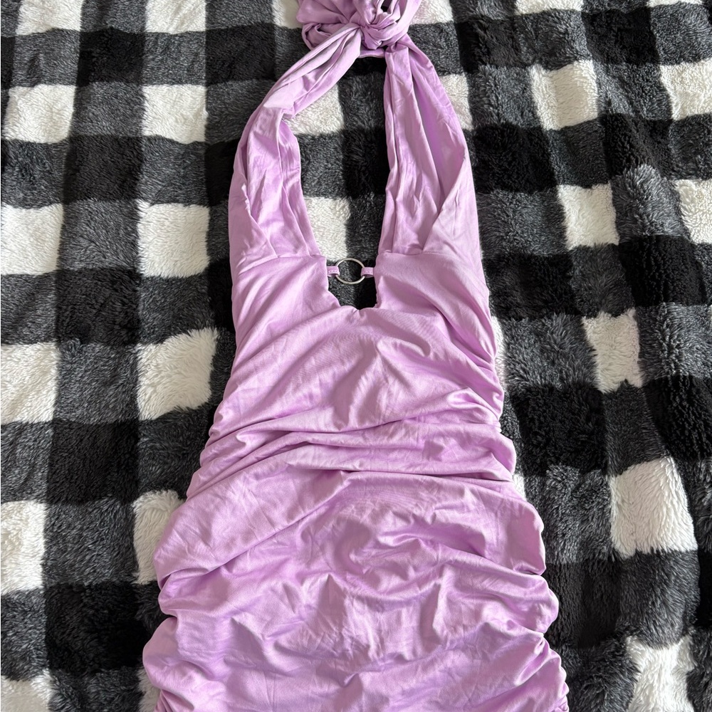 Amazon Lilac Halter Mini Dress
